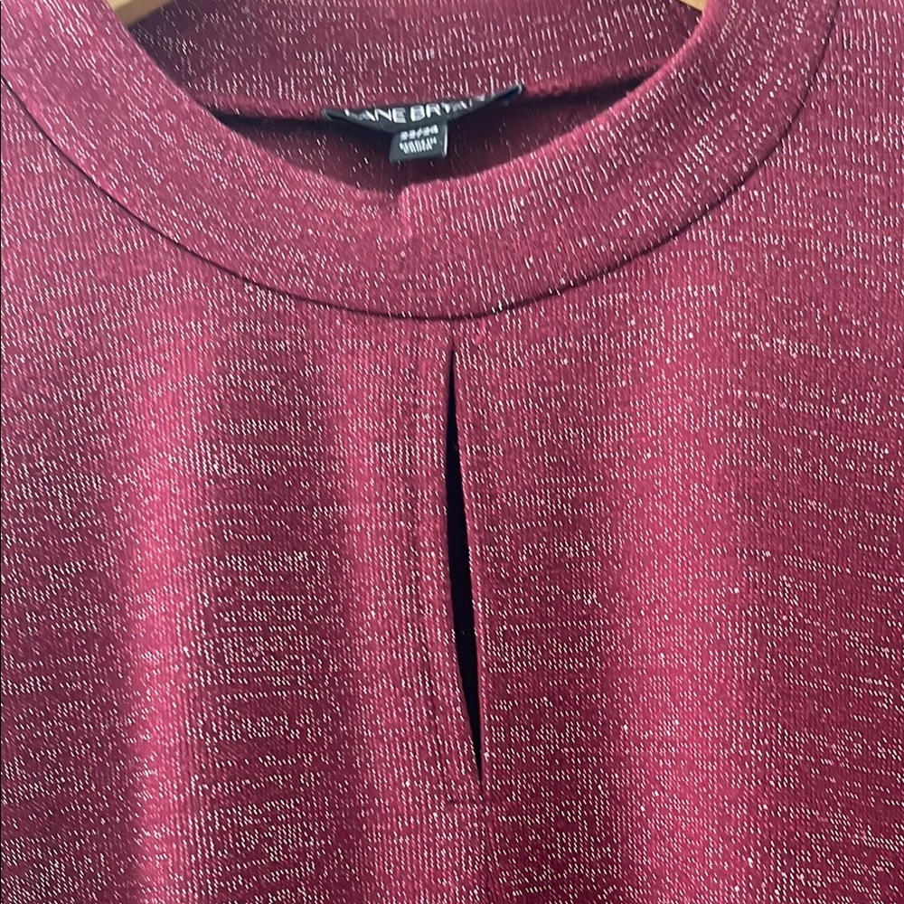 Lane Bryant Red Long Sleeve Tunic with Mandarin Collar - Picture 2 of 15
